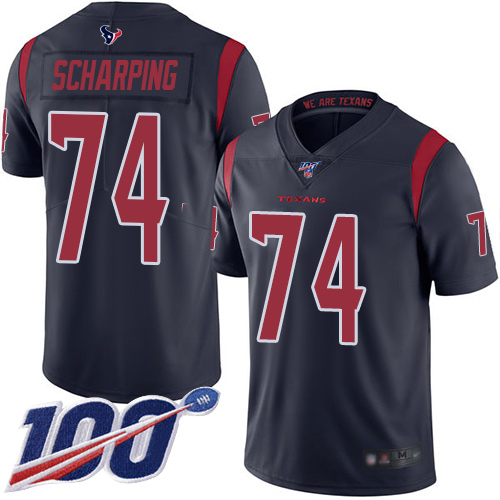 Houston Texans Limited Navy Blue Men Max Scharping Jersey NFL Football #74 100th Season Rush Vapor Untouchable